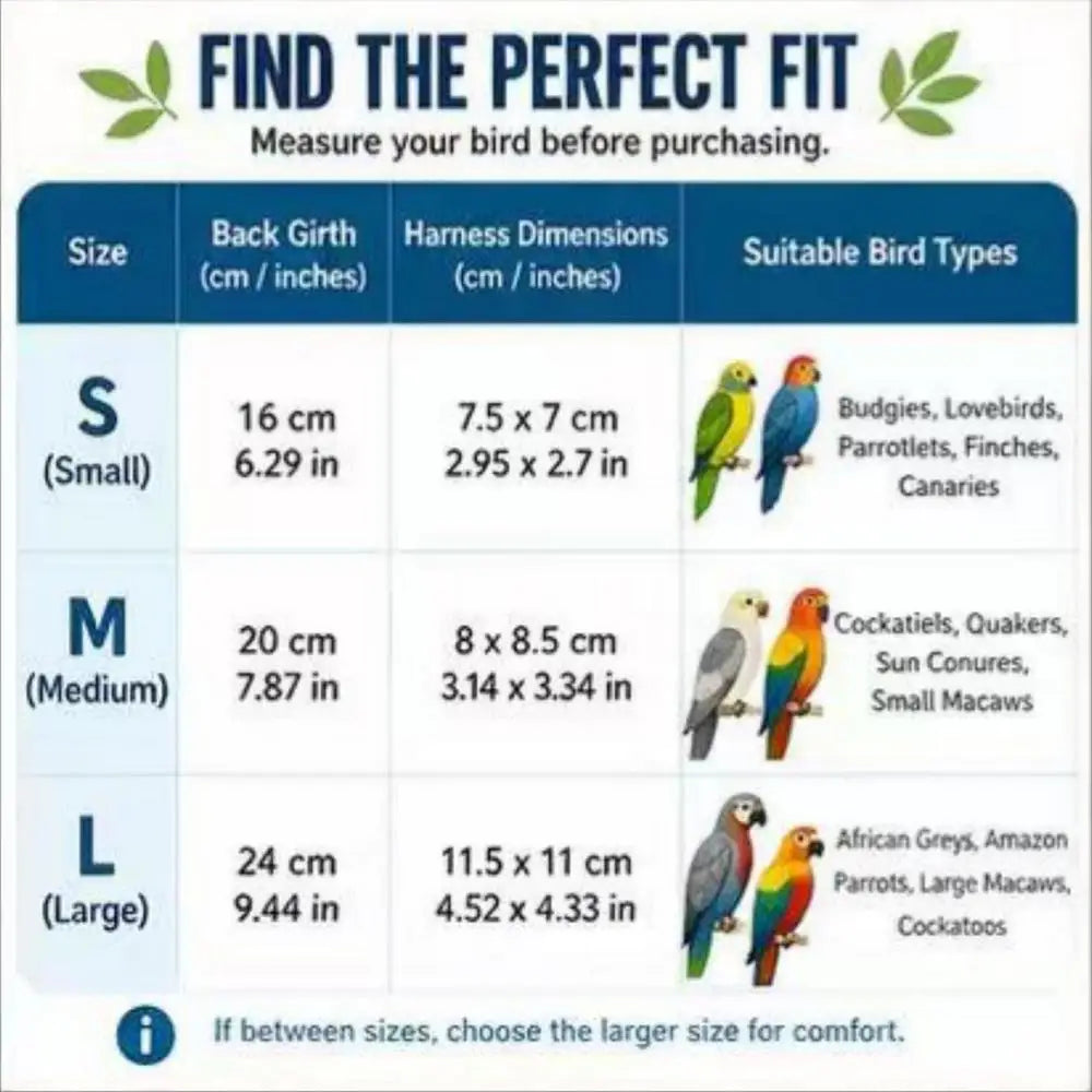 Adjustable Parrot Harness & Vest for Safe Outdoor Bird Walks