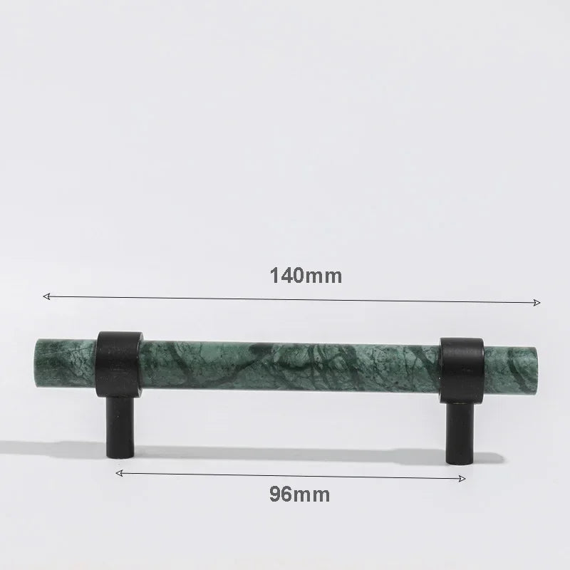 Green Marble & Black Brass Cabinet Drawer Pull Handle Knob