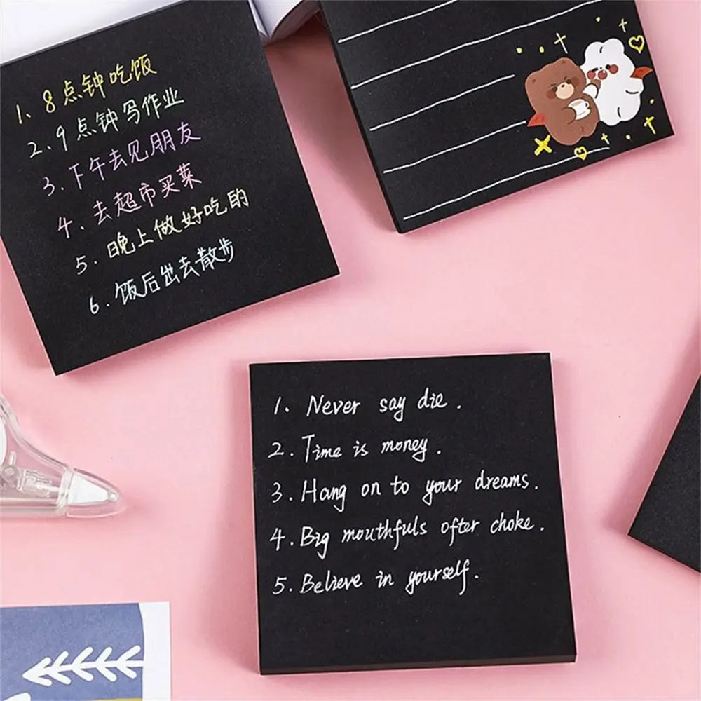 Black Sticky Notes 3x3 – 50 Sheet Self-Adhesive Memo Pad