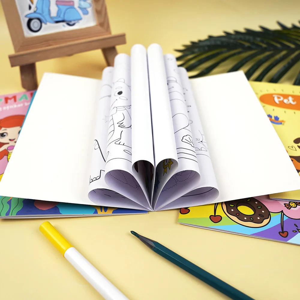 Kids Coloring Book Cartoon Doodle Art Creative Fun Holiday Party
