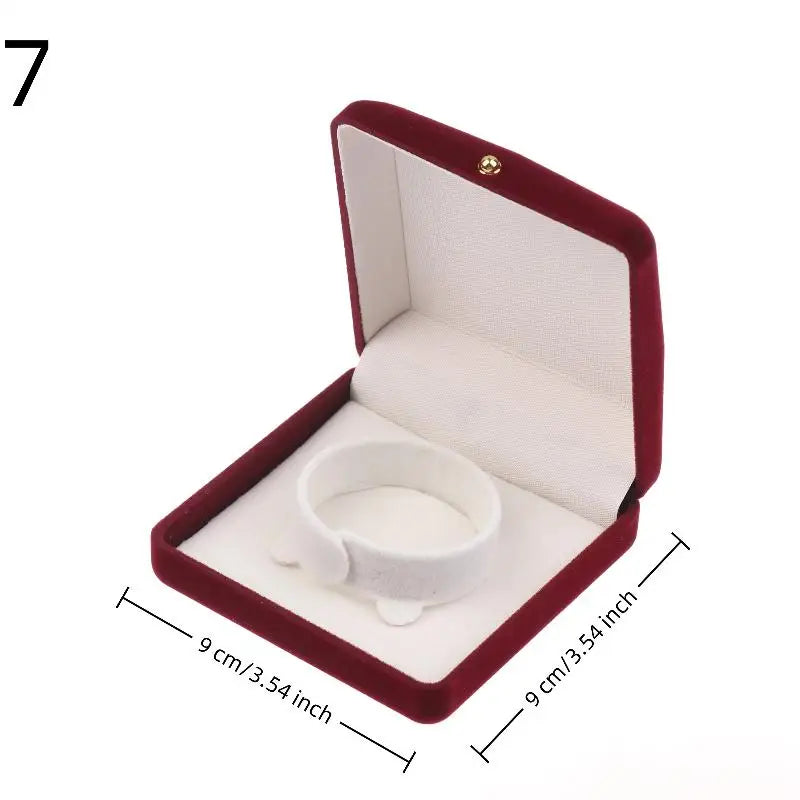 Red Flocking Gold Buckle Jewelry Box Pendant Ring Necklace Earring Bracelet Display Storage Box Packaging Box Wedding Rings Box Peaceful Pleasures Health and Wellness A7