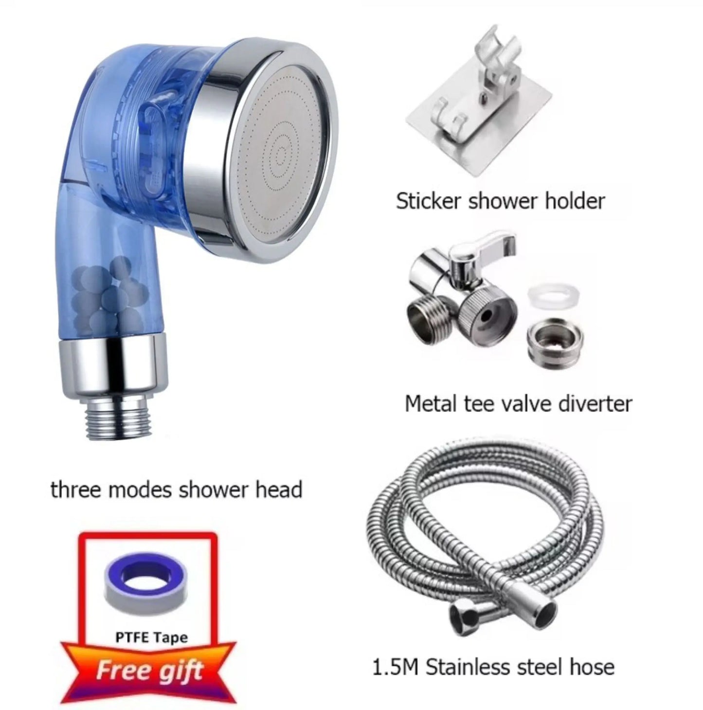 Faucet Diverter Valve & Handheld Shower Head Adapter Set
