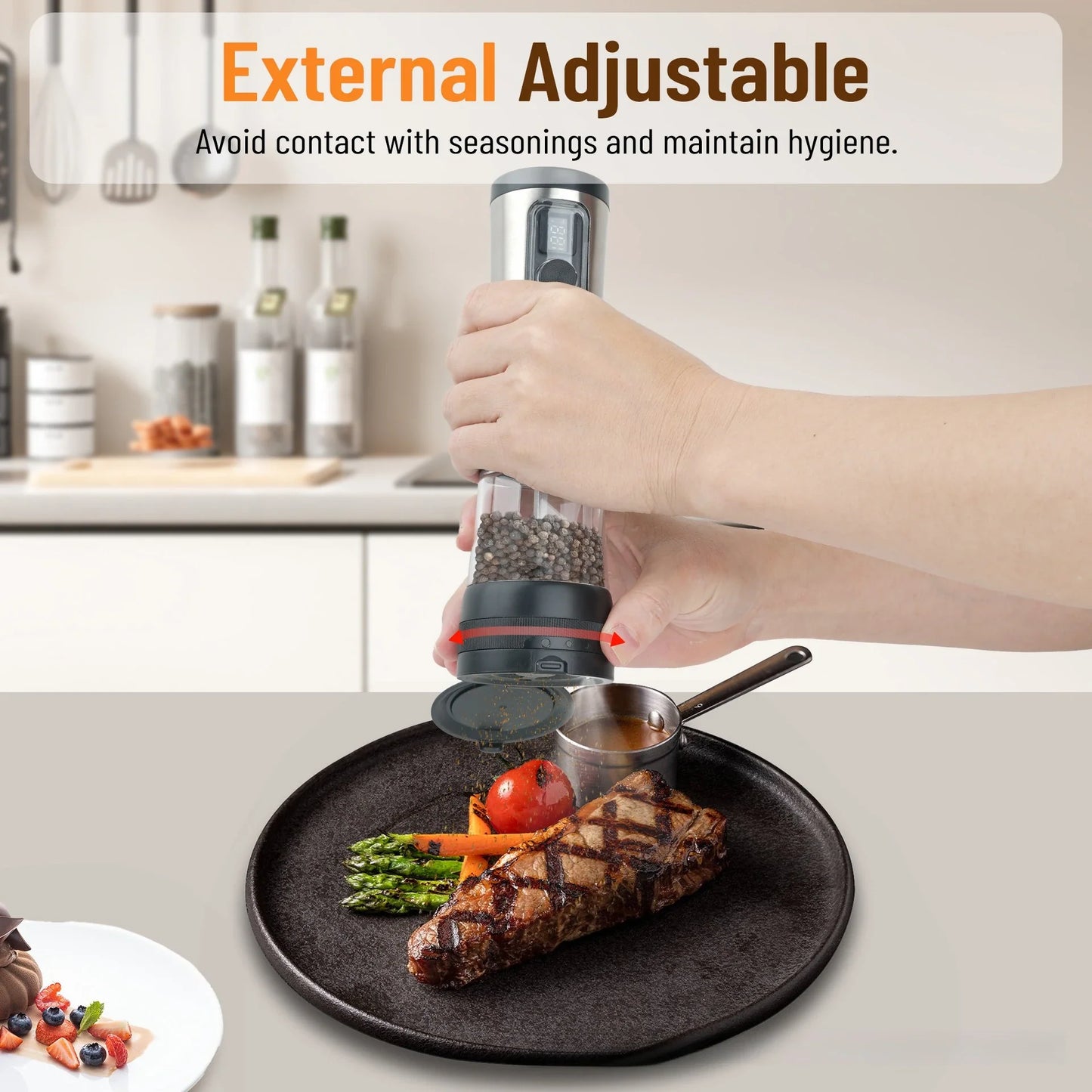 Electric Salt & Pepper Grinder Set – Rechargeable LED Indicator