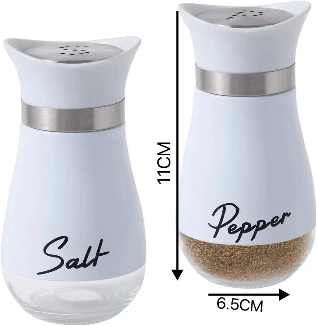 2 practical reusable seasoning containers salt and pepper bottle set sealed and moisture-proof for home and commercial kitchens Peaceful Pleasures Health and Wellness White