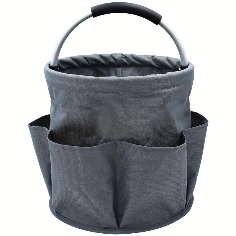 Portable Foldable Picnic Basket Garden Tool Basket Outdoor Hand-held Basket Travel Storage Toiletry Bag Garden Storage Basket Peaceful Pleasures Health and Wellness Grey