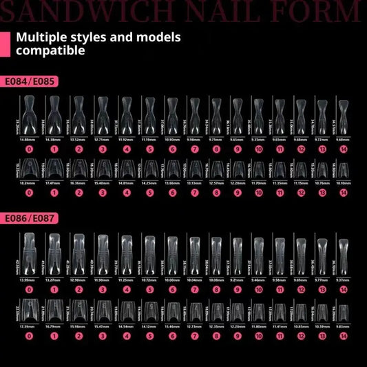 60/240/300 Pcs Sandwich Nail Forms 15 Size Oval Extension Dual Form No Paper Forms Needed For Easy Nail Extensions Peaceful Pleasures Health and Wellness