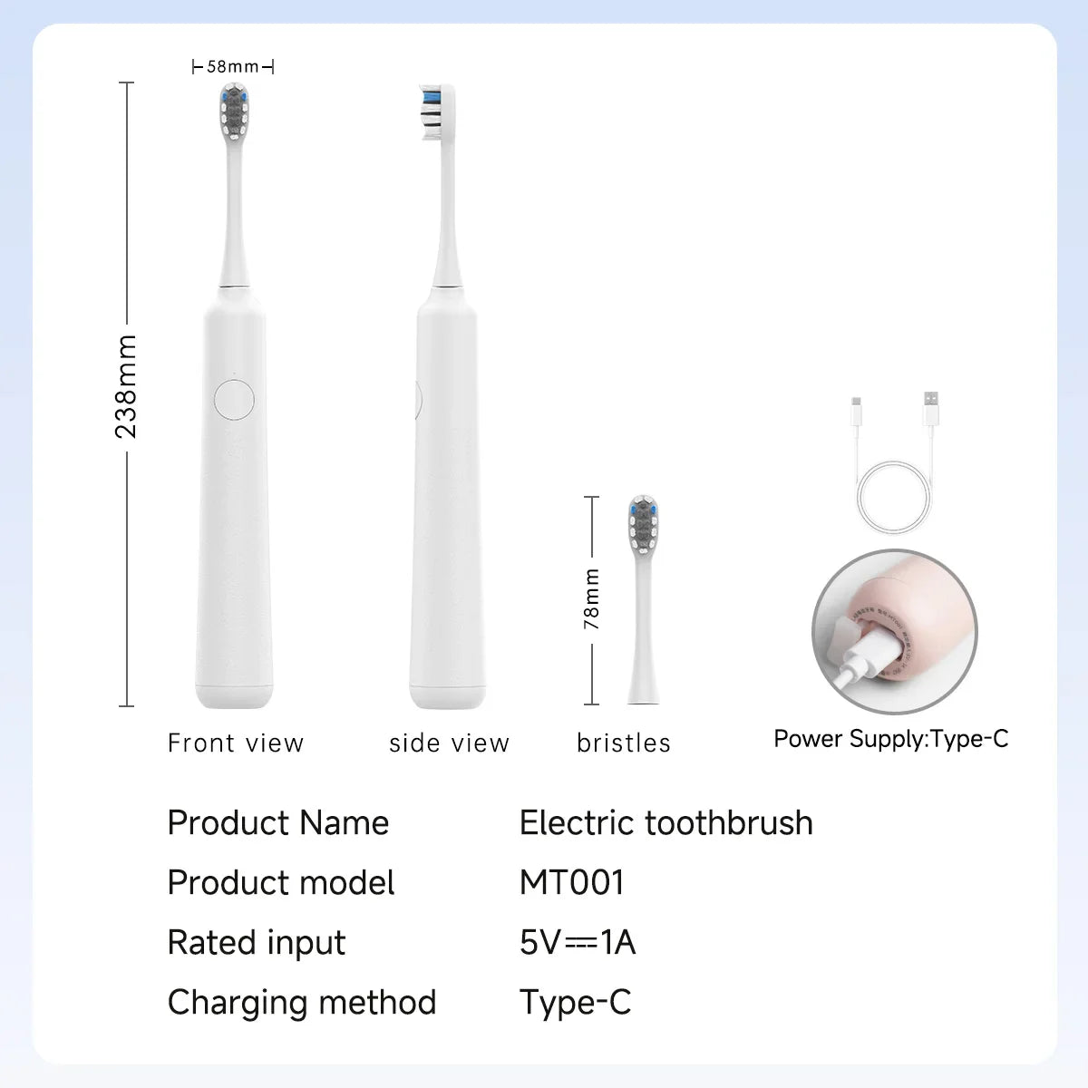 DOCO LAB Sonic Electric Toothbrush | IPX7, 3 Modes, USB-C