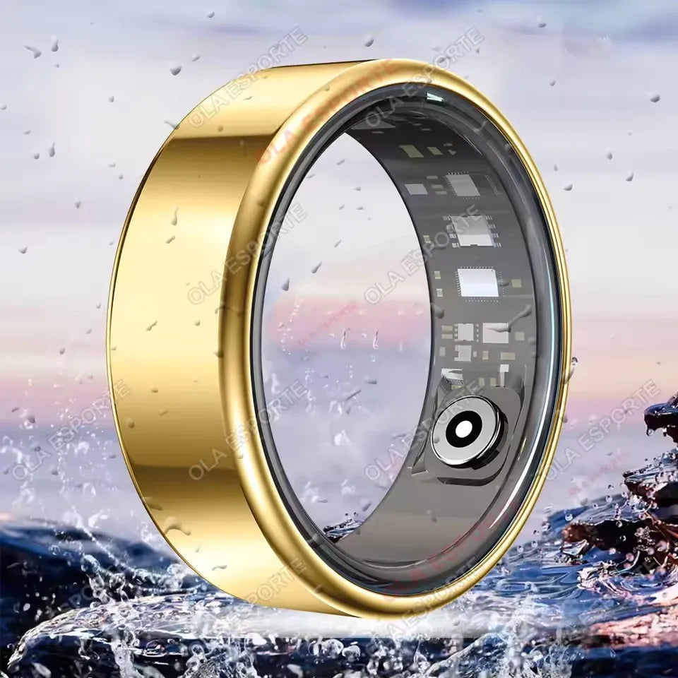 New R09 Smart Ring Men Women with Charging Case,Heart Rate Blood Oxygen,Skin Temperature Monitor,5ATM Waterproof For Android IOS Peaceful Pleasures Health and Wellness Gold 13