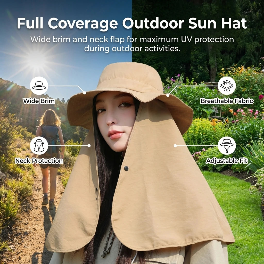 Women Sun Protect Hat Wide Brim UV Protect Outdoor Fishing Hat Adjustable Lightweight for Summer Peaceful Pleasures Health and Wellness
