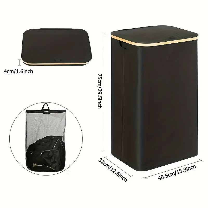 Foldable Laundry Basket with Lid – Large Capacity Hamper