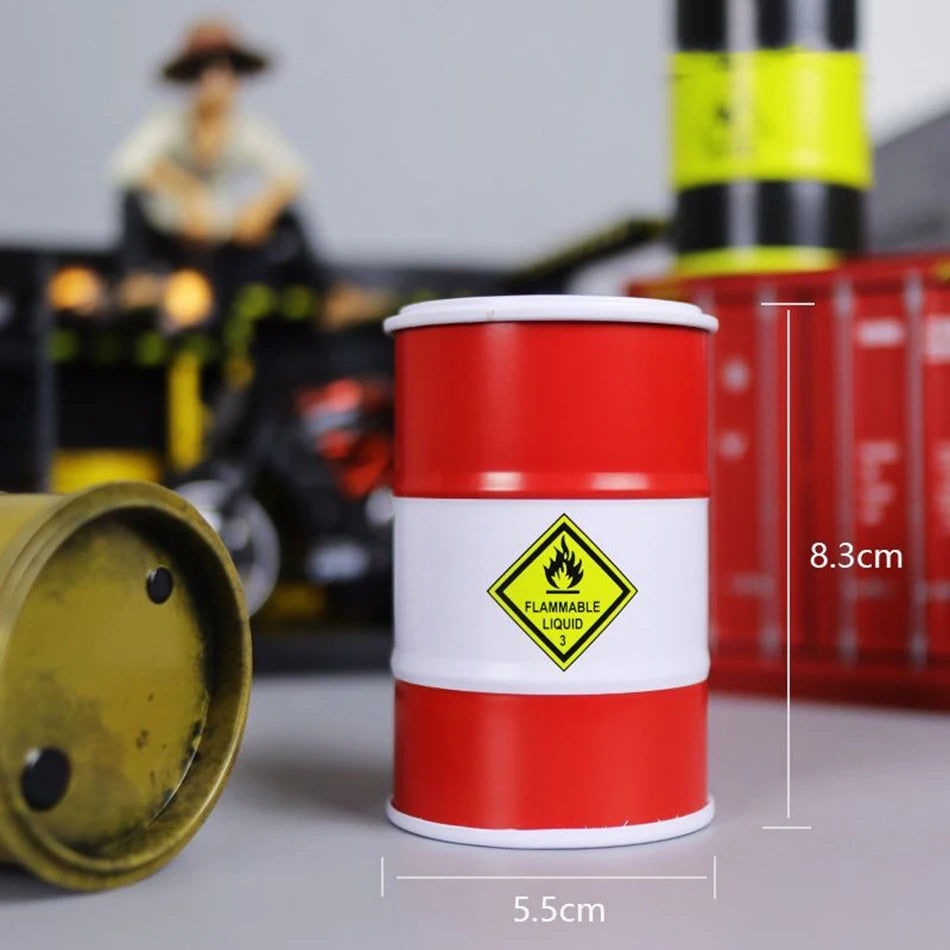 Iron Mini Oil Drum Model Chemistry Car Storage Box Desktop Decoration