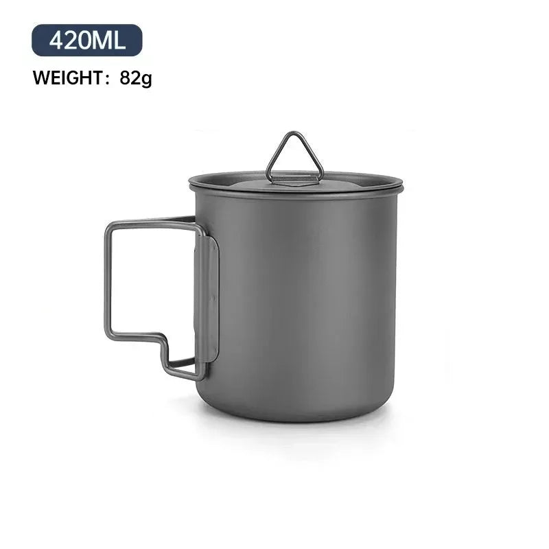 Pure Titanium Folding Cup – Lightweight Outdoor Camping Mug with Foldable Handle Peaceful Pleasures Health and Wellness 420ml