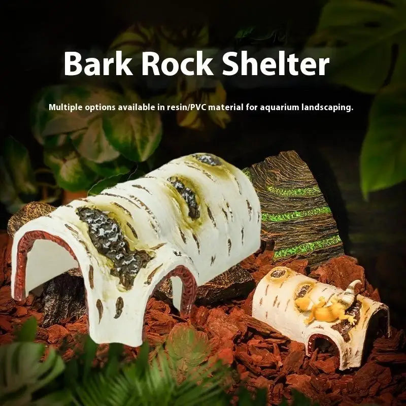 PVC Reptile Hide Cave Birch Texture | Lizards & Amphibians