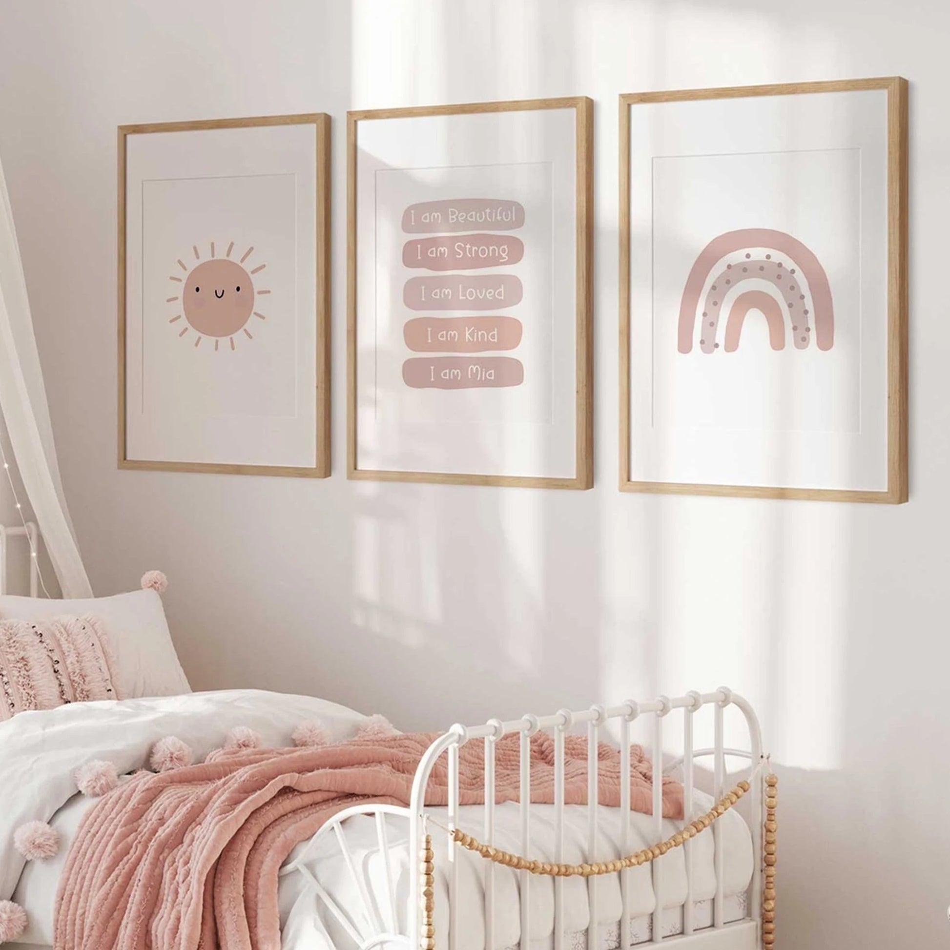 3-Piece Rainbow Affirmation Canvas Wall Art for Kids & Living Room Canvas Wall Art Set Peaceful Pleasures Health and Wellness