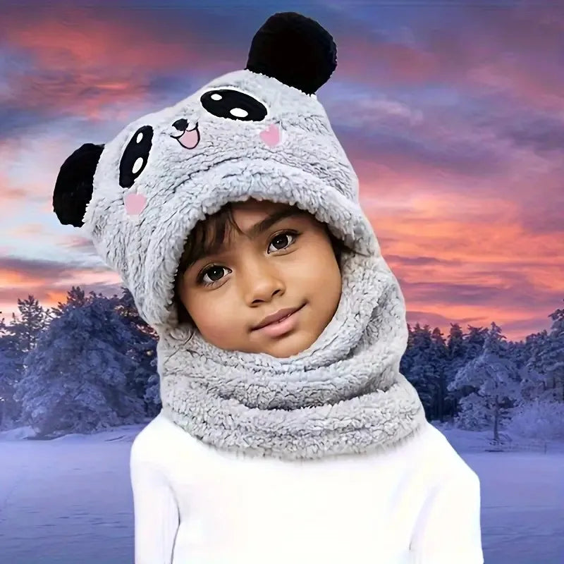 Kids Bear-Ear Hooded Hat & Scarf Set | Warm Winter Knit