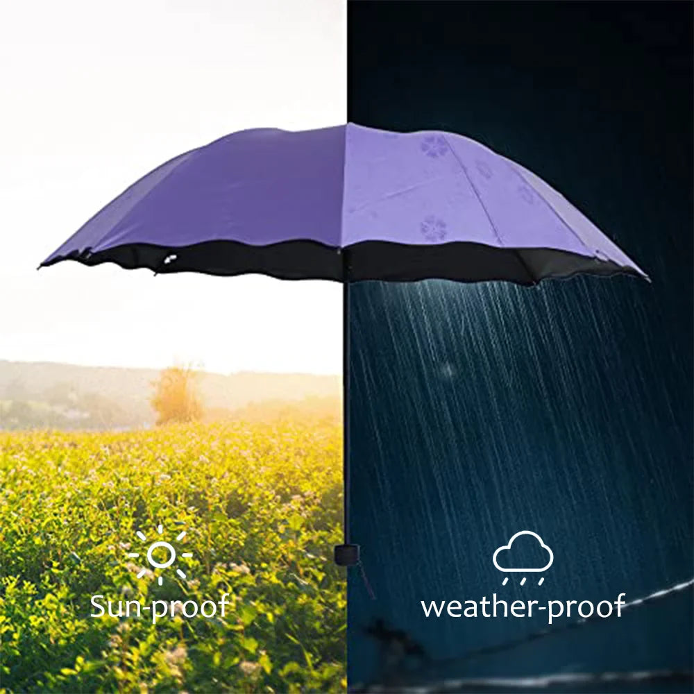 Magic Folding Umbrella – Windproof, UV Protection & Rain Pattern
