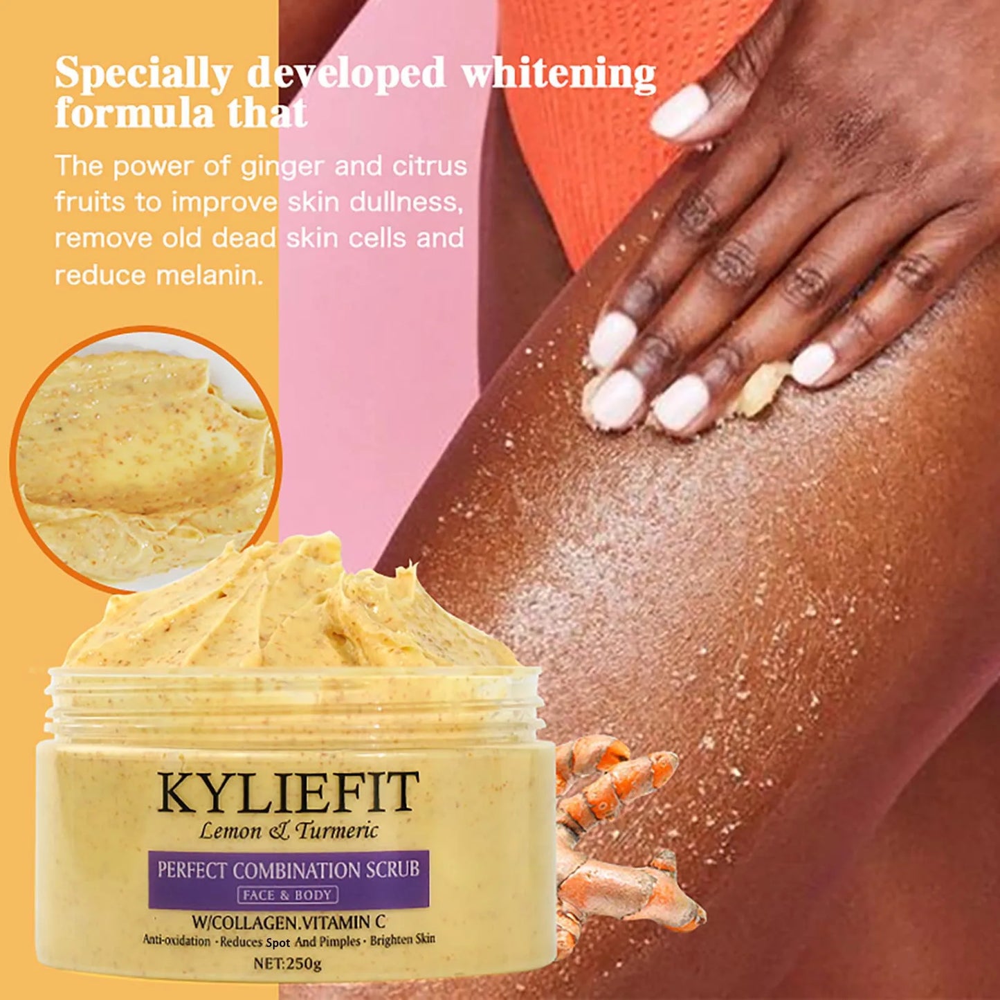 AILKE Turmeric & Lemon Face Body Scrub – Brightening 250g