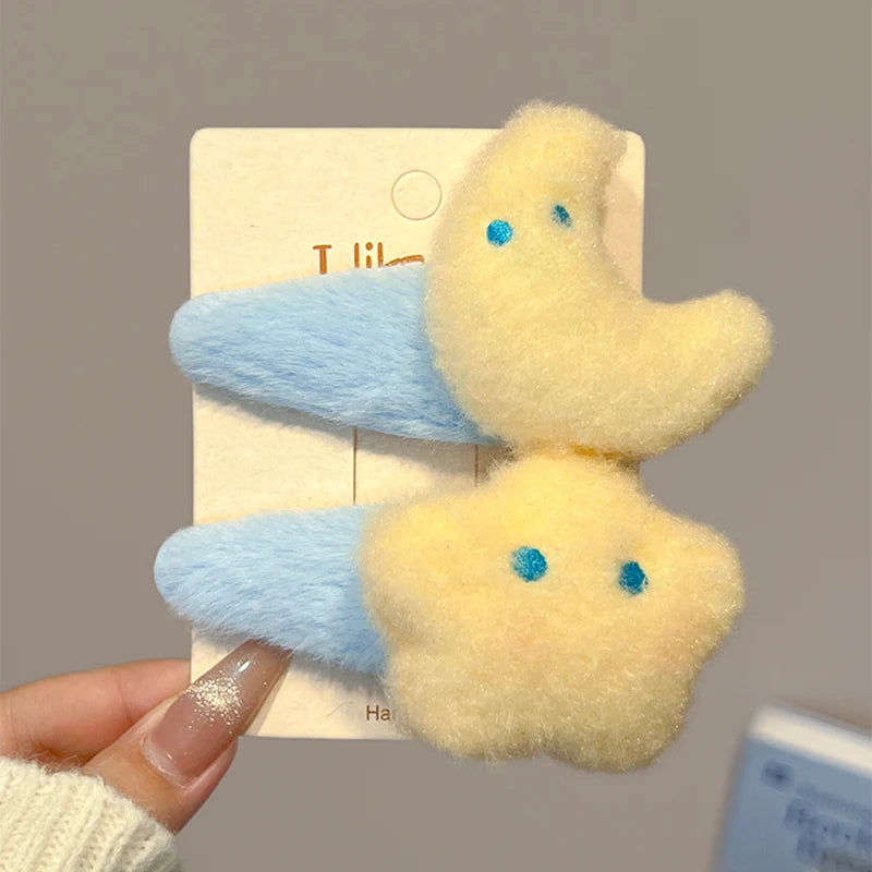 Cute Autumn and Winter Plush Moon Star Hair Clip Womens Side Bangs Headband Peaceful Pleasures Health and Wellness