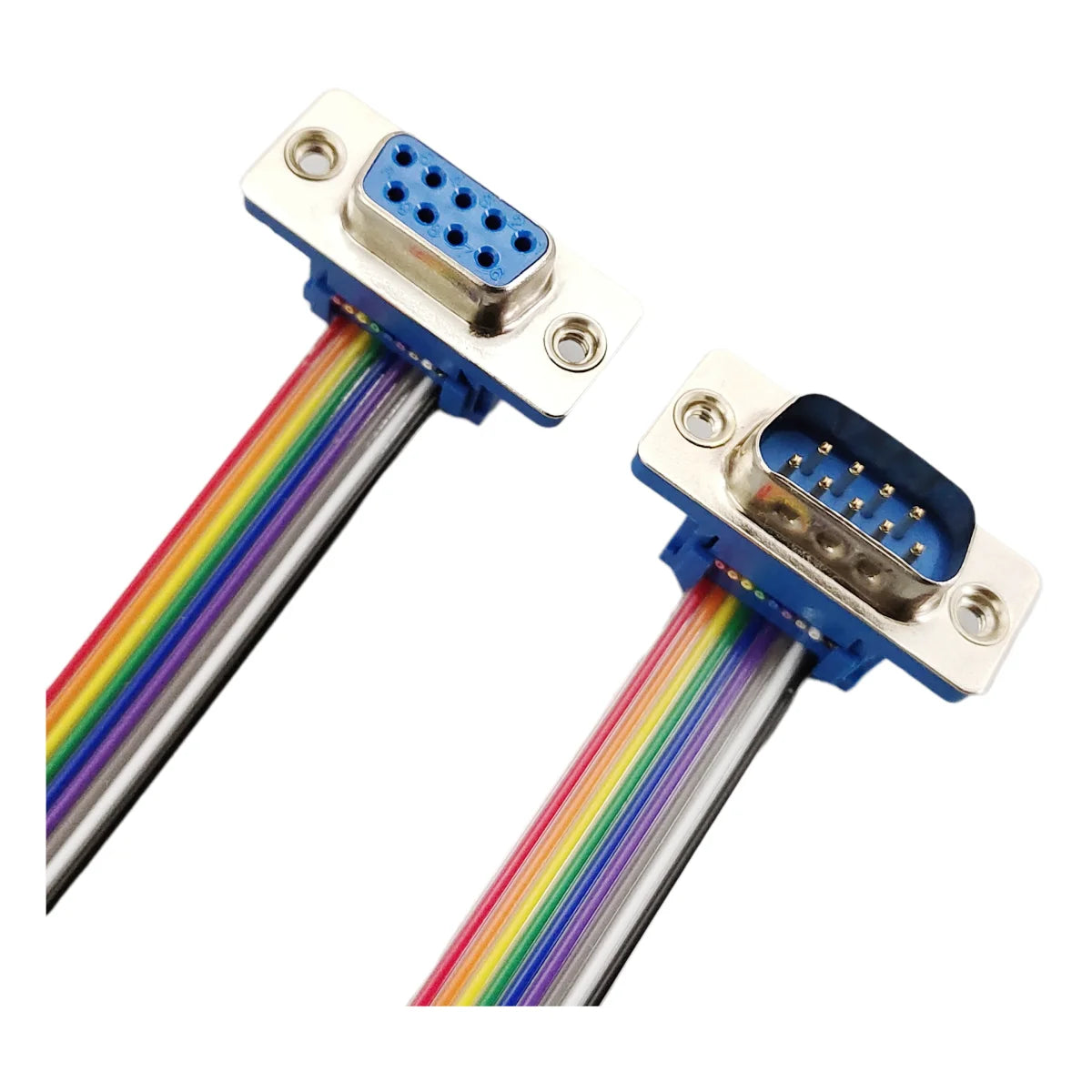 D-Sub DB9 9 Pin Male / Female Connector to FC-10P IDC Female 2.54mm 10 Pin Rainbow / Multicolor Flat Ribbon Cable to DIDC 9P Peaceful Pleasures Health and Wellness
