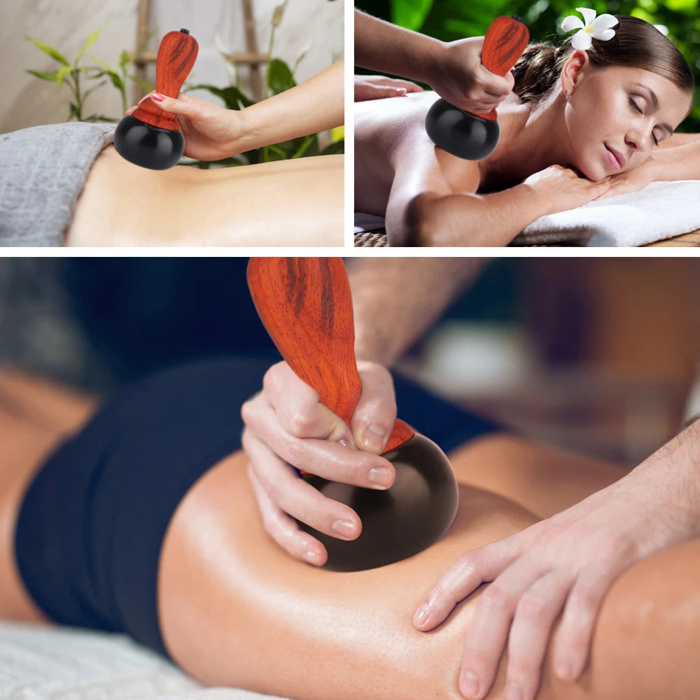 Hot Stones for Massage with Warmer Bianstone Tai Chi Ball Gua Sha Scraping Massager for Facial Eyes Abdomen Back Home SPA Relax Peaceful Pleasures Health and Wellness