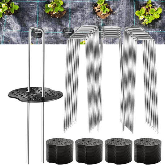 Heavy-Duty U-Shaped Tent Pegs & Ground Stakes with Washers Ground Stakes Peaceful Pleasures Health and Wellness