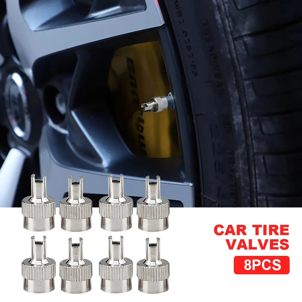 8Pcs Wheel Tire Valve Lid Cover Leak-proof Tire Valve Stem Cap Copper Slotted Head Stem Cover Auto Repair Parts Peaceful Pleasures Health and Wellness