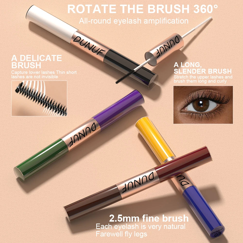 Dual-Ended Color Mascara Long-Lasting Waterproof Volumizing Lengthening Curling Eyelash Makeup for Women Peaceful Pleasures Health and Wellness