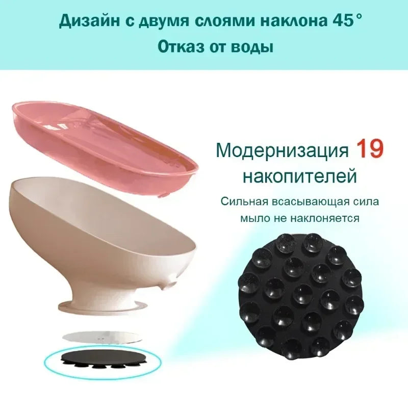 1pc Super Suction Cup Soap Dish with Drain Water for Bathroom Soap Holder Kithcen Sponge Holder Soap Container Bathroom Supplies Peaceful Pleasures Health and Wellness