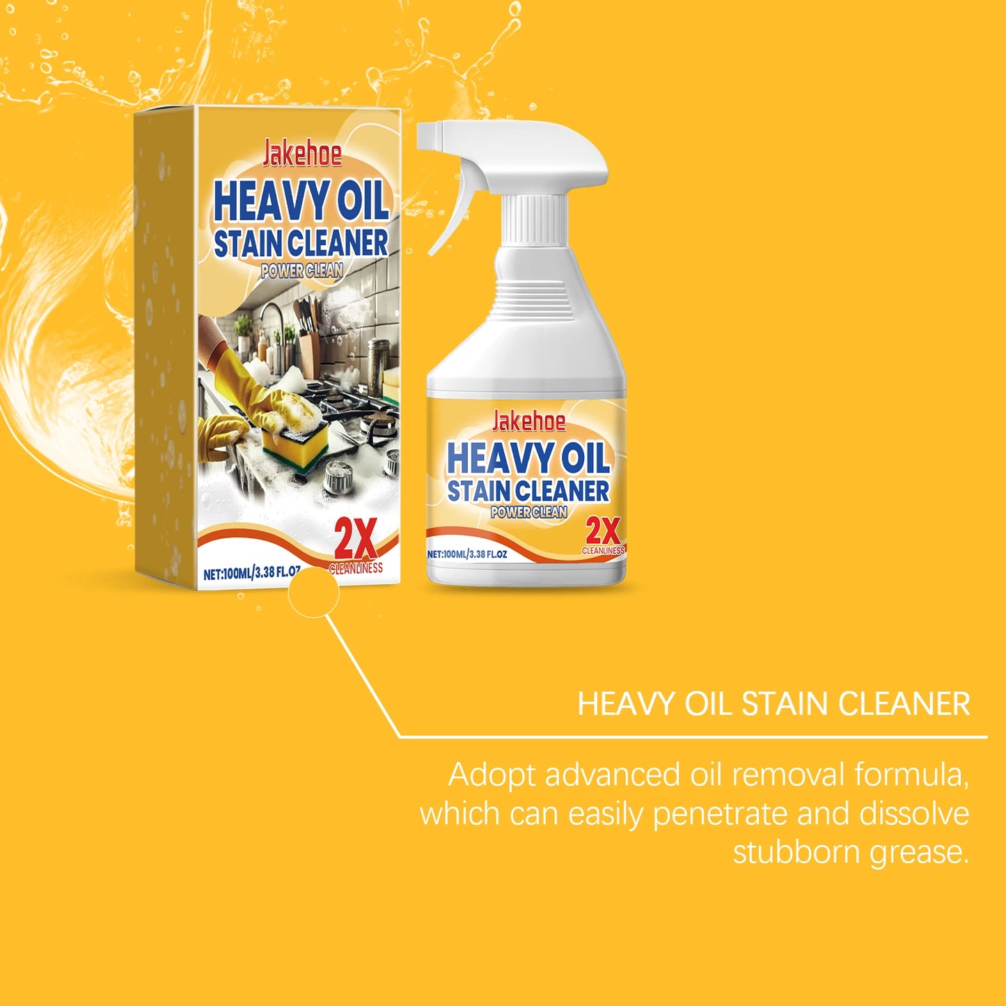 JAKEHOE 100ml Heavy Duty Kitchen Degreaser & Oil Remover