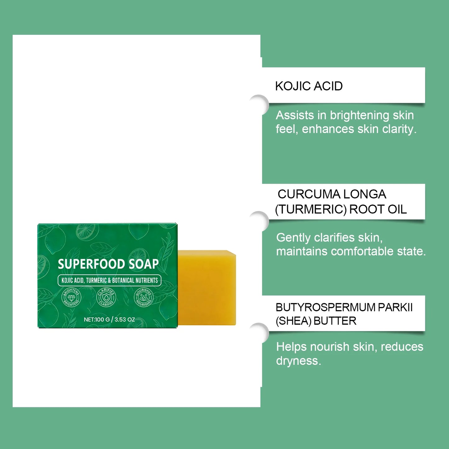 Turmeric Brightening Soap Bar – Kojic Acid, Dark Spot Cleanser