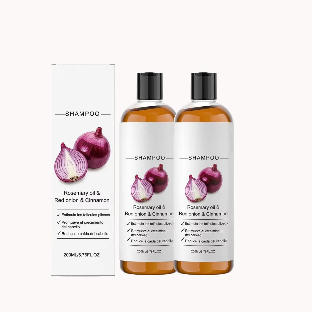 2/3pcs Rosemary Red Onion Shampoo Anti Hair Loss Promote Thicker Stronger excalvo Shampoo Hair Care 200ml Peaceful Pleasures Health and Wellness 2PCS