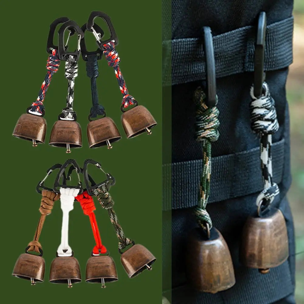 Outdoor Bear Bell for Hiking & Camping – Loud Cast Metal Cowbell with Braided Lanyard Keychain Peaceful Pleasures Health and Wellness