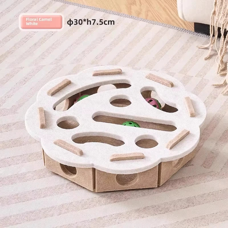 Cat Puzzle Toy Felt Box with Ball | Indoor Cat Exercise Toy