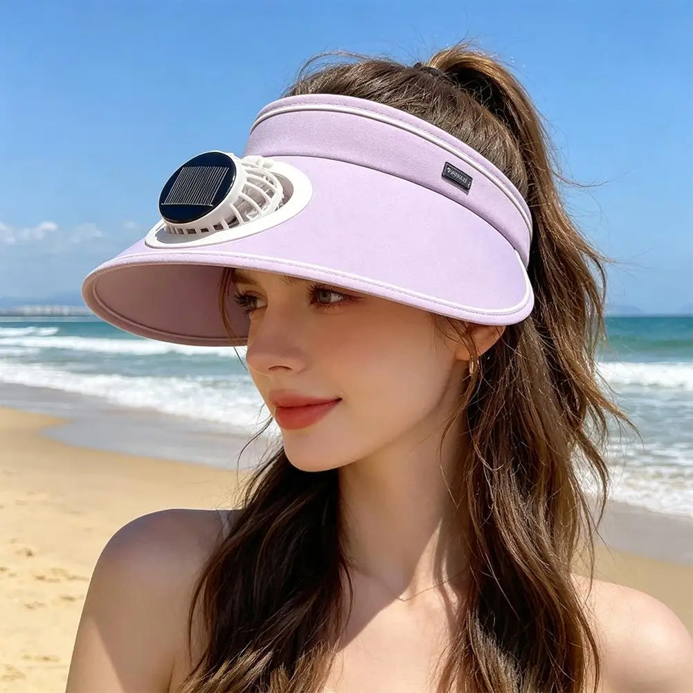 Sun hat with fan Adjustable Fan Speeds Wide Brim Sun Hat Outdoor Visor Hat Sunshade Beach Sunshade Hat Women Peaceful Pleasures Health and Wellness