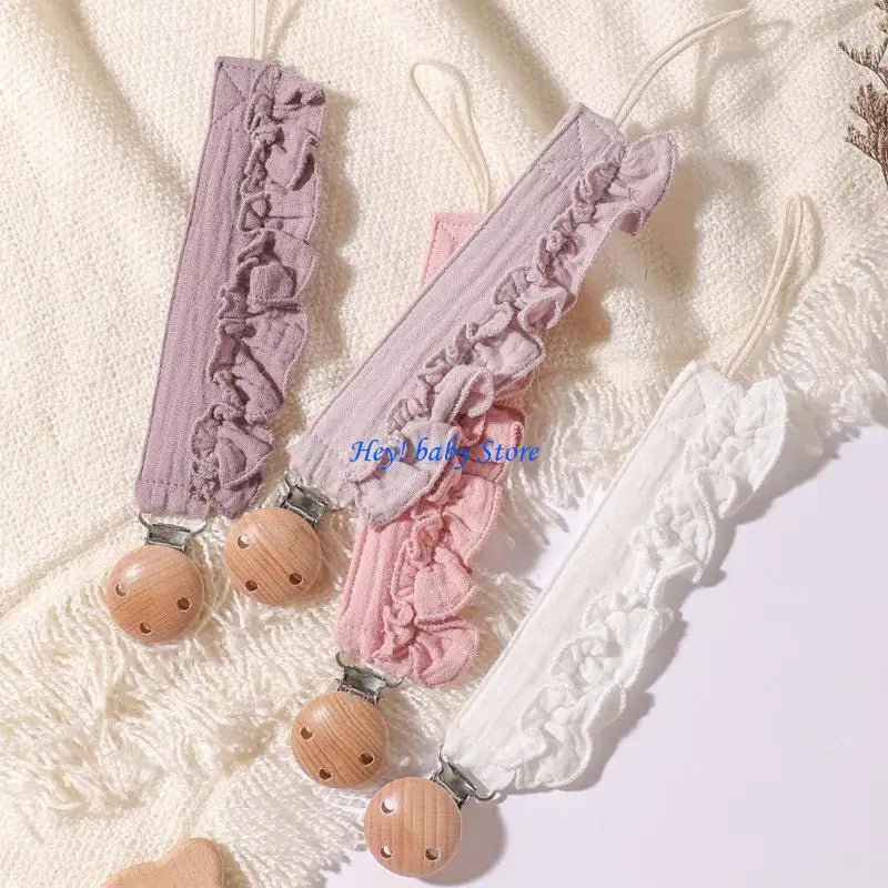 Baby Pacifier Holder Chains Lace Trim Anti-Loss 4-Pack