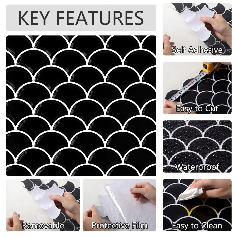 3D Fish Scale Peel & Stick Wall Tiles | Waterproof PVC Sticker