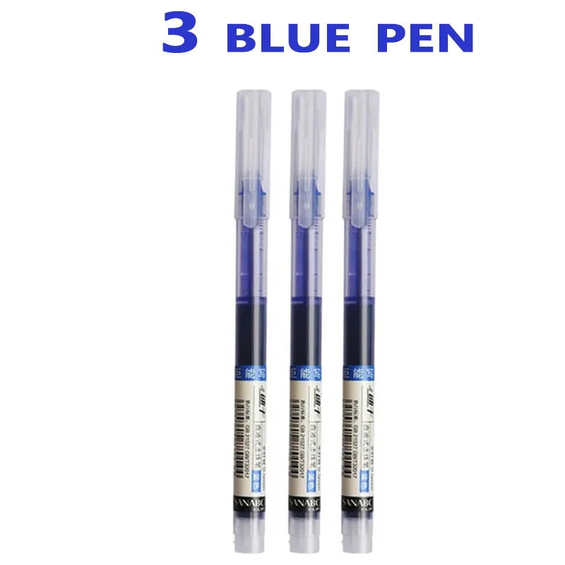 3-24Pcs Straight Liquid Gel Pen Quick-drying, Large-capacity 0.5mm Black Blue Ink for Writing School Office Stationery Supplies Peaceful Pleasures Health and Wellness 3 blue pen