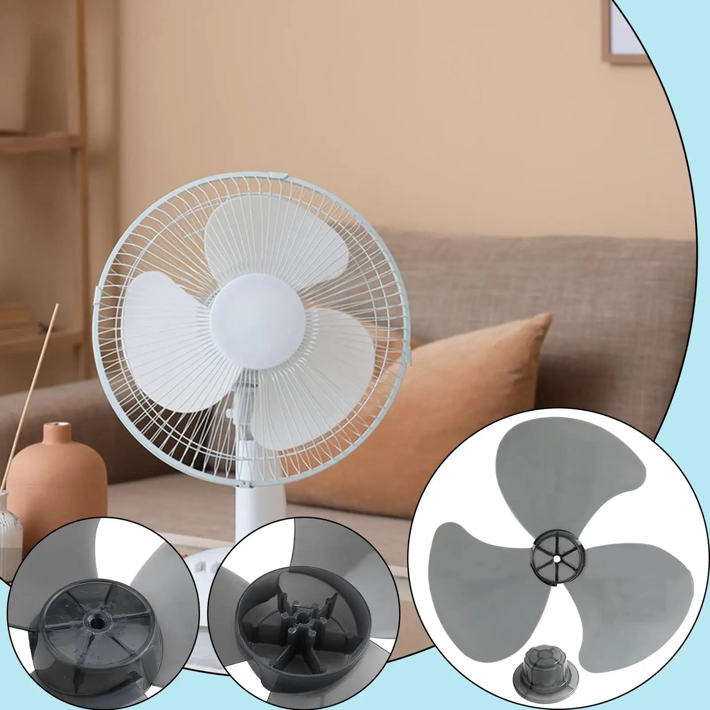3-Blade Fan Propeller Replacement, Powerful Cooling Floor Standing Fan Blades for Pedestal Fan, Home Outdoor RV Room Use Peaceful Pleasures Health and Wellness