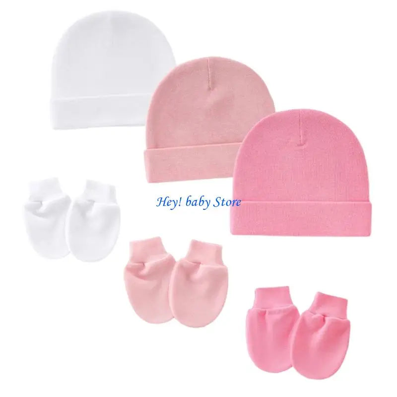 Baby Bonnet Hat & Mitten Set 3-Pack | Soft Cotton 0–3 Months