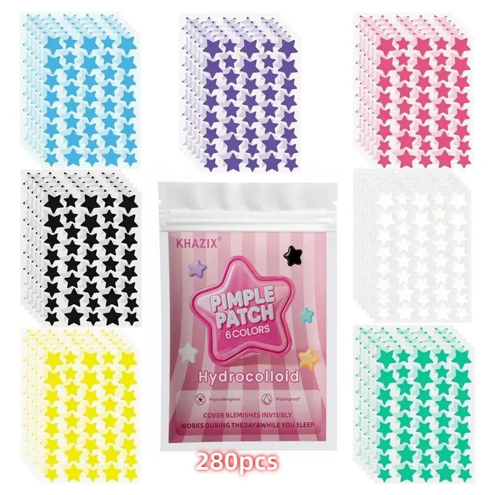 280/1120/1680pcs Star Hydrocolloid Acne Patches,Colorful Star Pimple Patches Ultra-thin Concealer Acne Patches For Face Peaceful Pleasures Health and Wellness A 280pc