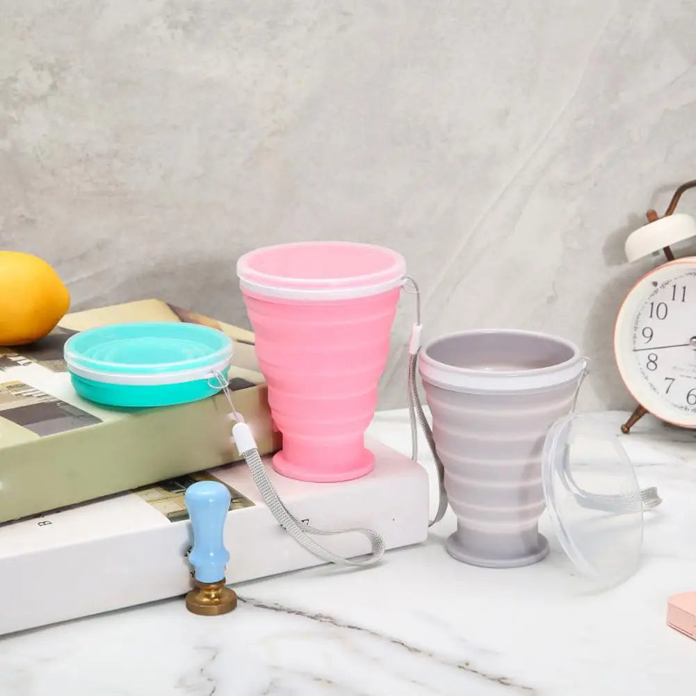 300ml Collapsible Silicone Camping Cup with Lid | Travel Mug
