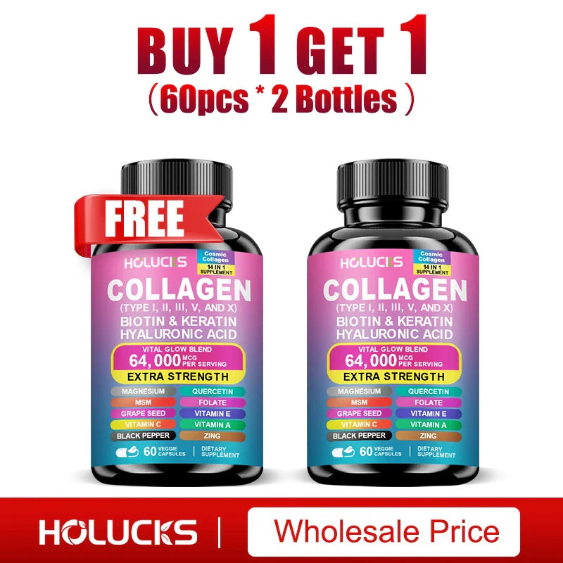 HOLUCKS Collagen Complex with Biotin & Hyaluronic Acid | 60-120ct