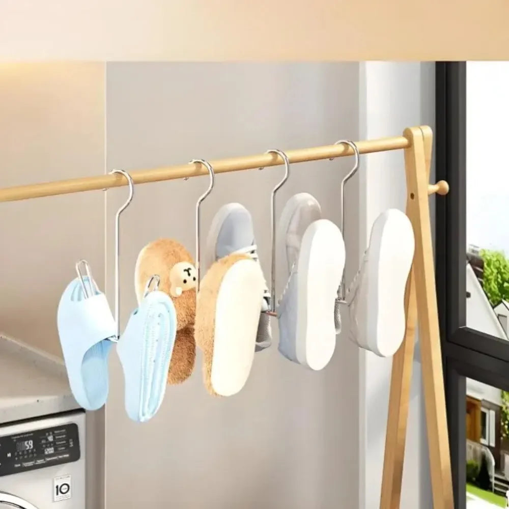 2/5Pcs U-Shaped Stainless Steel Shoes Drying Rack Windproof Quick-Dry Wall-Mounted Space-Saving Indoor and Outdoor Hooks Peaceful Pleasures Health and Wellness