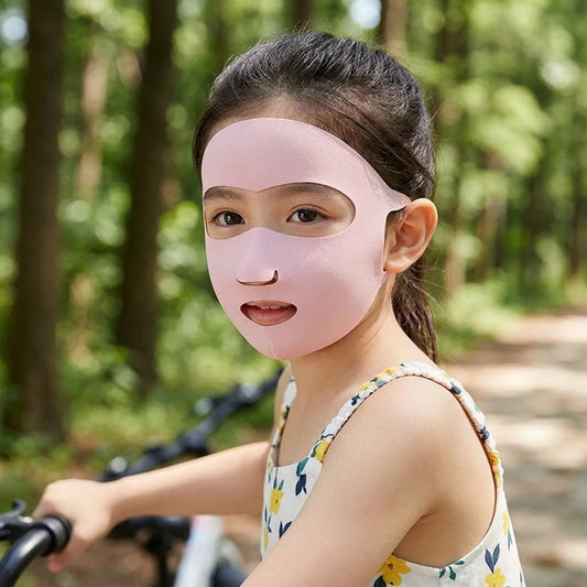 Children Ice Silk Sun-Protection Mask UPF50+ Full Face UV-Protection Breathable Outdoor Mask for Spring Summer Peaceful Pleasures Health and Wellness