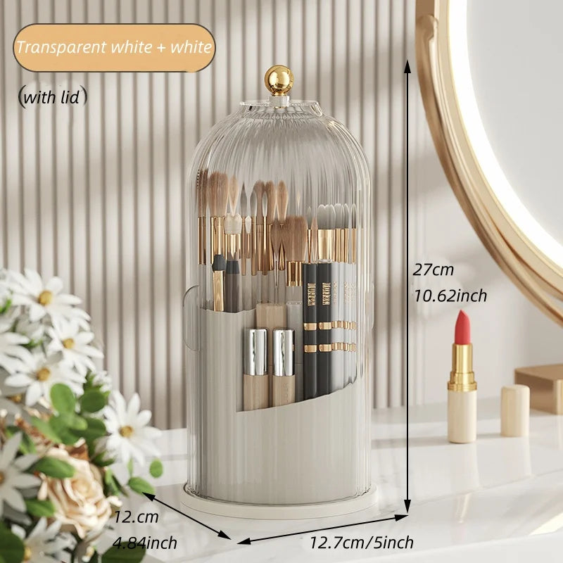 Rotating makeup brush storage box to give your dressing table a new look and easy storage Peaceful Pleasures Health and Wellness