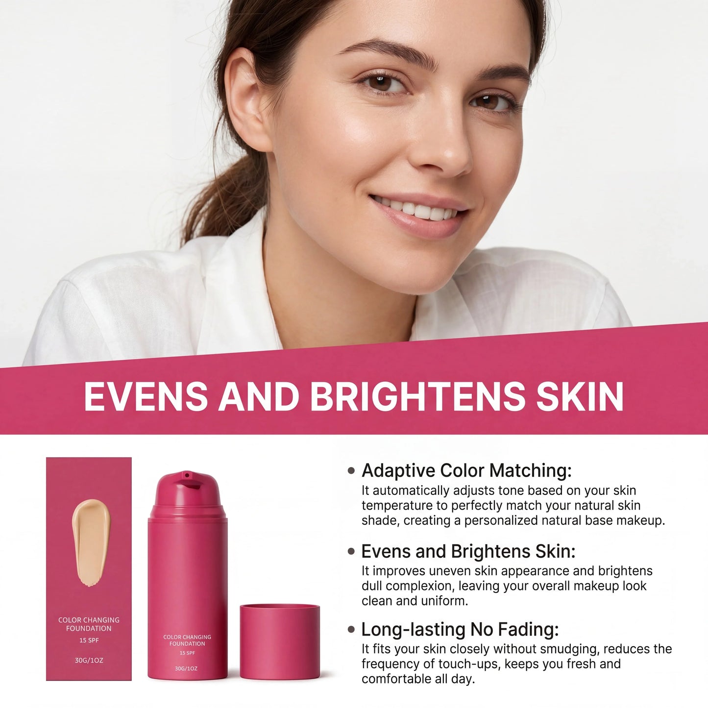 Color Changing Foundation SPF15 – Skin Tone Adapting Liquid