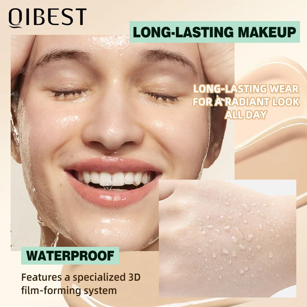 QIBEST Liquid Foundation Cream For Face High Coverage Makeup Base Waterproof Moisturizing Concealer Professional Cosmetics Peaceful Pleasures Health and Wellness