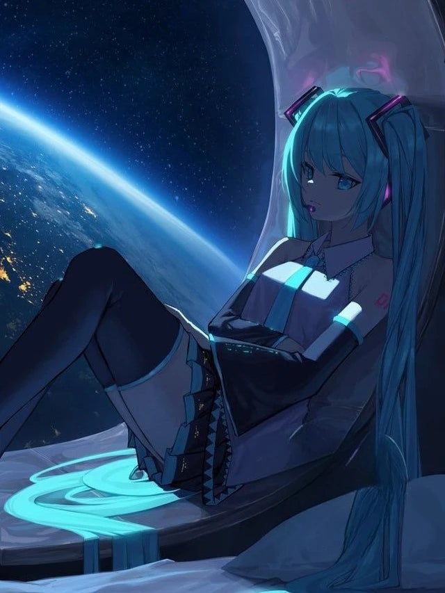 Amine H-Hatsunes-M-Miku Girls Poster Hatsune Miku art decoration Wall Art Sticker For Bar Living Room Decor Gift Peaceful Pleasures Health and Wellness 15-1PC 35x45cm