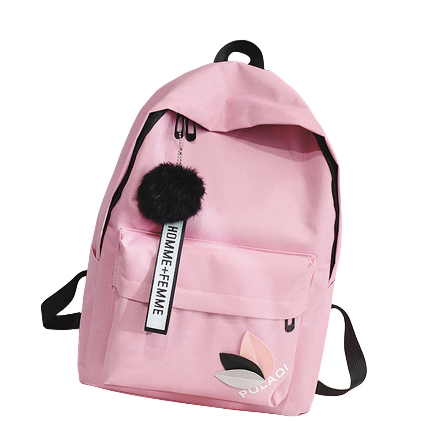 Women's Canvas Backpack for Junior High School Students Triangular Reinforcement Canvas Backpack Waterproof Canvas Backpack Peaceful Pleasures Health and Wellness Pink