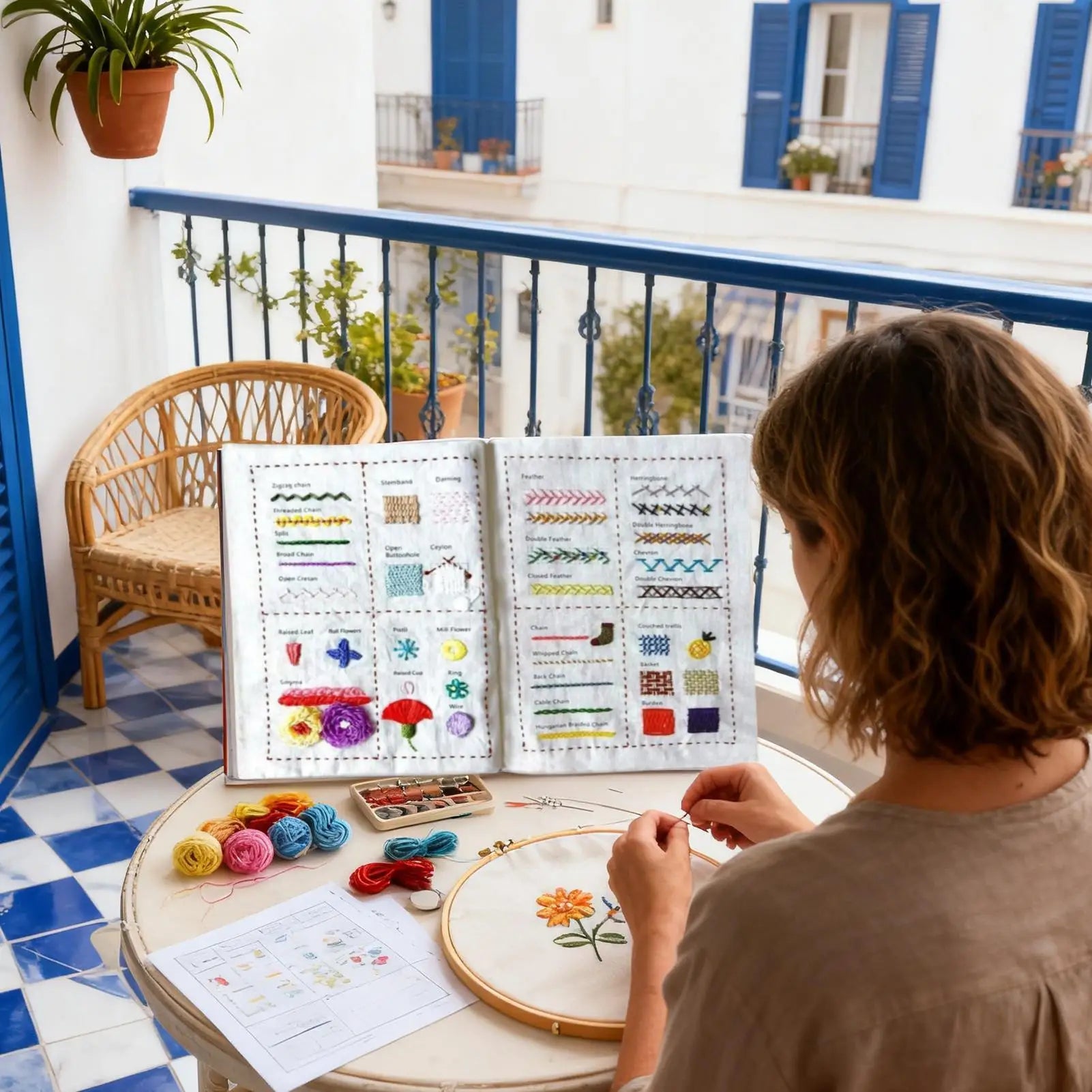 Embroidery Stitches Book Kit with Tutorial & Toolkit Sampler Embroidery Craft Kit Peaceful Pleasures Health and Wellness